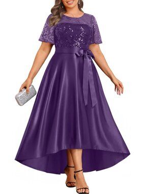 Chic Plus Size High Low Dress for Formal Evening, Wedding Guest & Cocktail